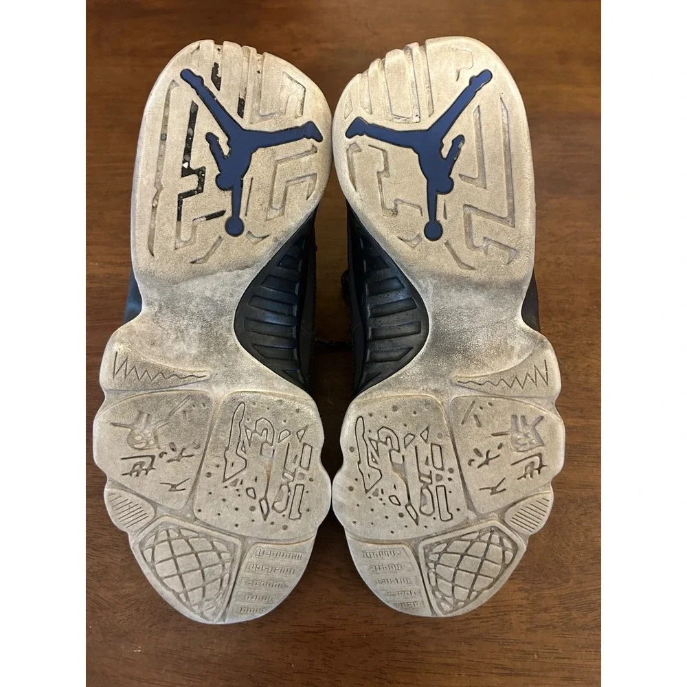 Size 8.5 Nike Air Jordan 9 Retro Mens Black Blue Basketball Suede Shoes Sneakers